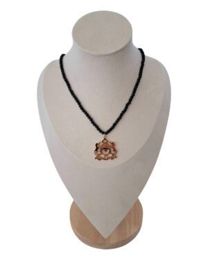 Collier royaume maroc en acier inoxydabl perles noir