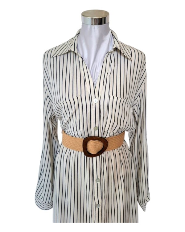 Robe Chemise à Rayures avec Ceinture – Image 12