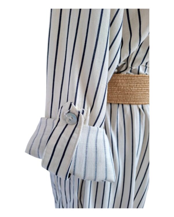 Robe Chemise à Rayures avec Ceinture – Image 10