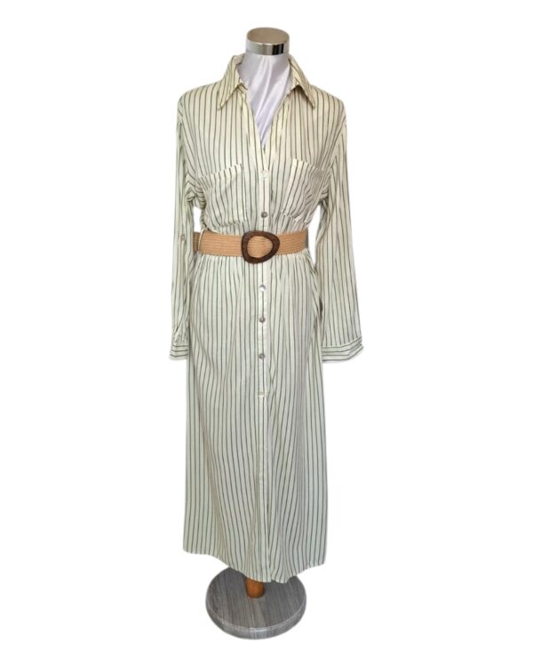 Robe Chemise à Rayures avec Ceinture – Image 5
