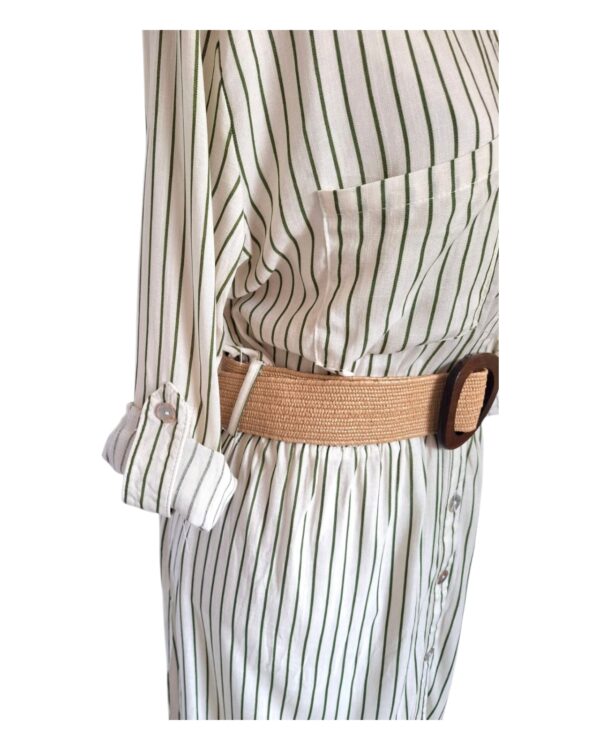 Robe Chemise à Rayures avec Ceinture – Image 9