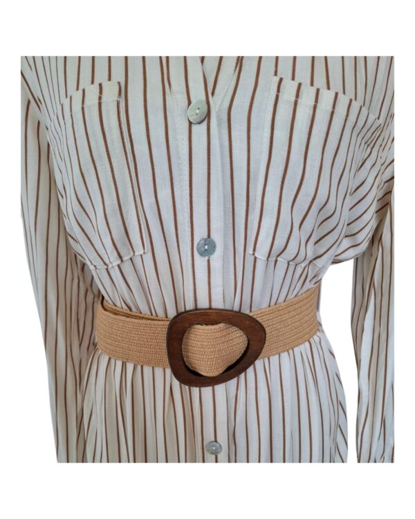 Robe Chemise à Rayures avec Ceinture – Image 8