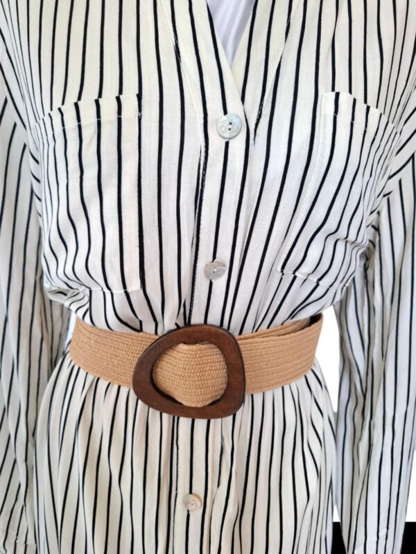 Robe Chemise à Rayures avec Ceinture – Image 11