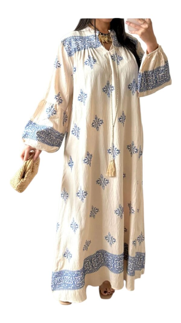 Robe Longue Brodée en Coton – Élégance Bohème – Image 7