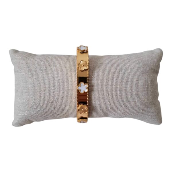 Bracelet Rigide Trèfles Dorés – Image 4