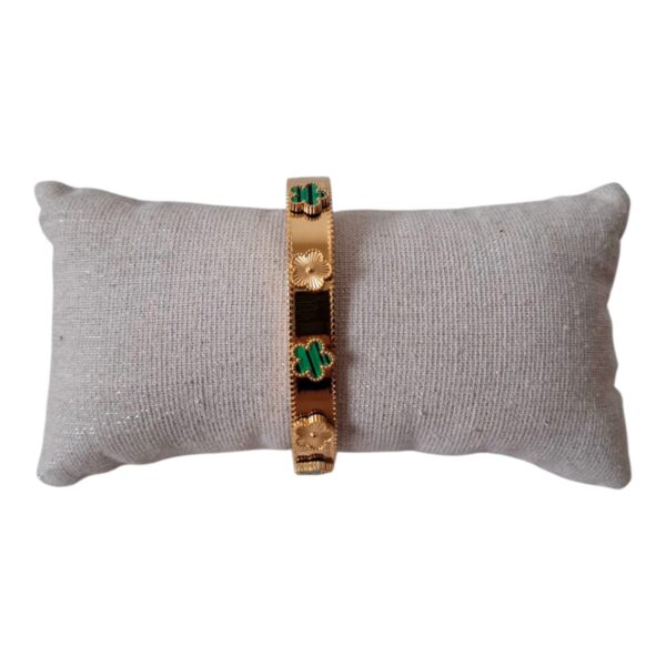 Bracelet Rigide Trèfles Dorés – Image 6