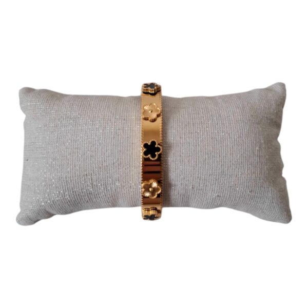 Bracelet Rigide Trèfles Dorés – Image 5