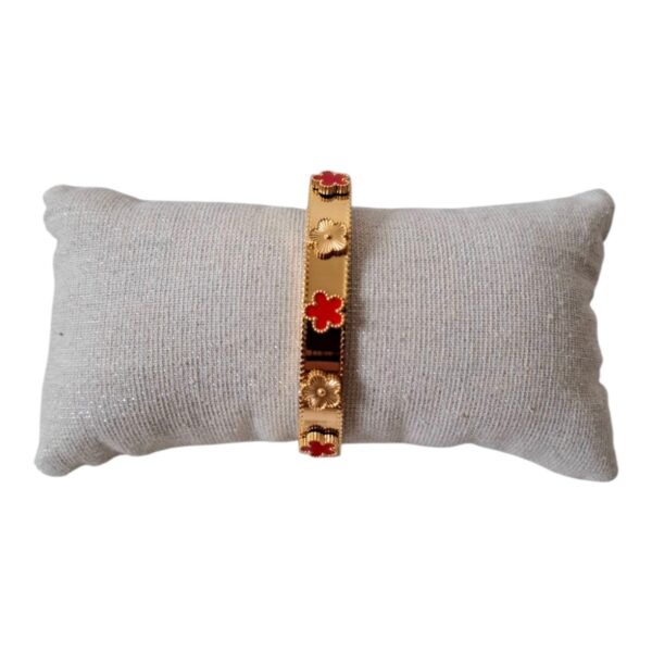 Bracelet Rigide Trèfles Dorés – Image 3