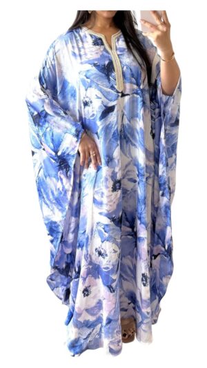 Abaya Colorée à Motif Marbré et Strass
