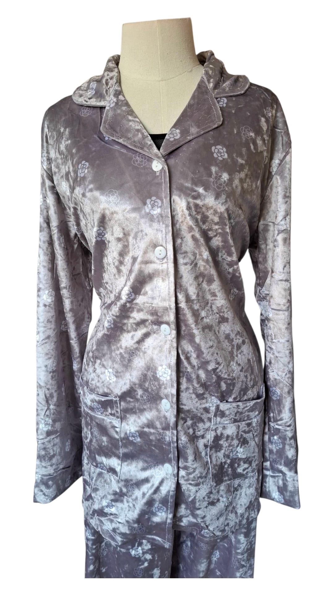 Pyjama en velours de haute qualité – Ensemble 2 pièces à motif fleuri 🌸 – Image 6