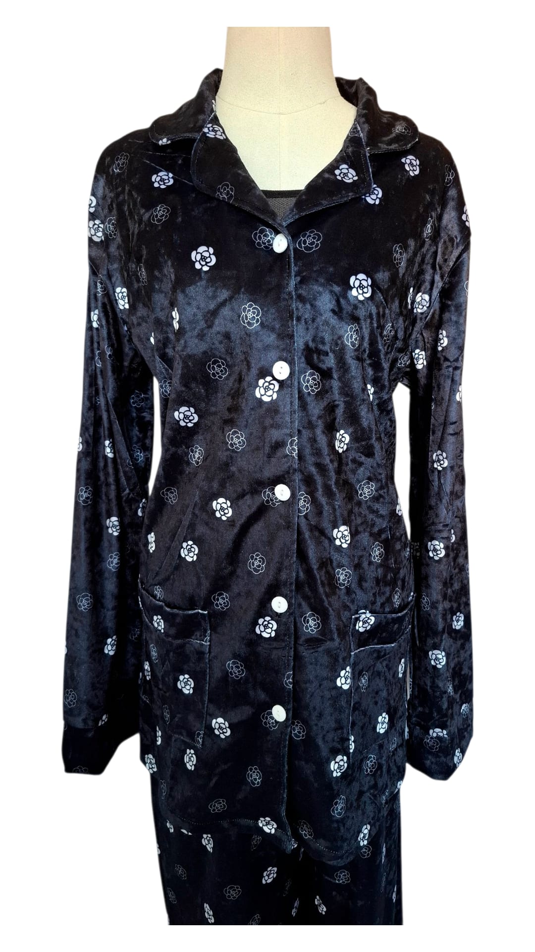 Pyjama en velours de haute qualité – Ensemble 2 pièces à motif fleuri 🌸 – Image 7