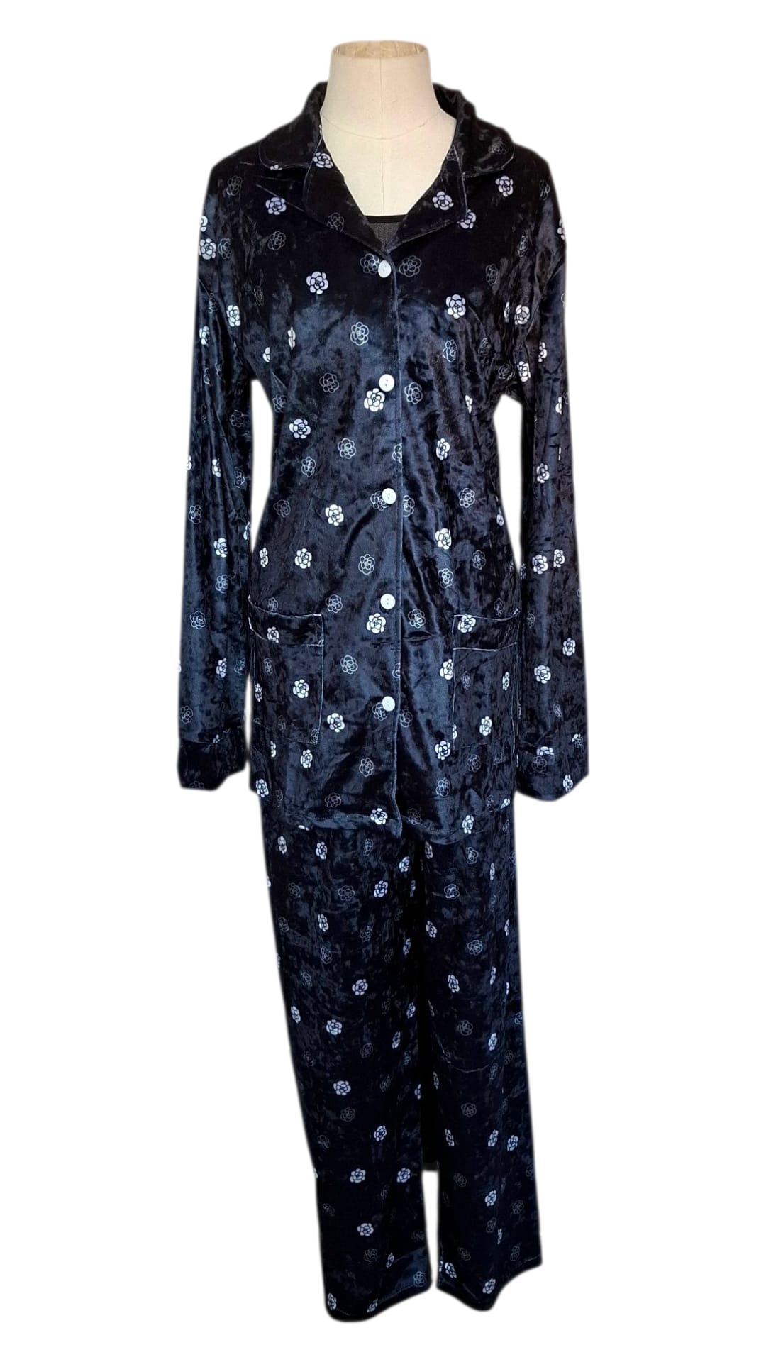 Pyjama en velours de haute qualité – Ensemble 2 pièces à motif fleuri 🌸 – Image 3