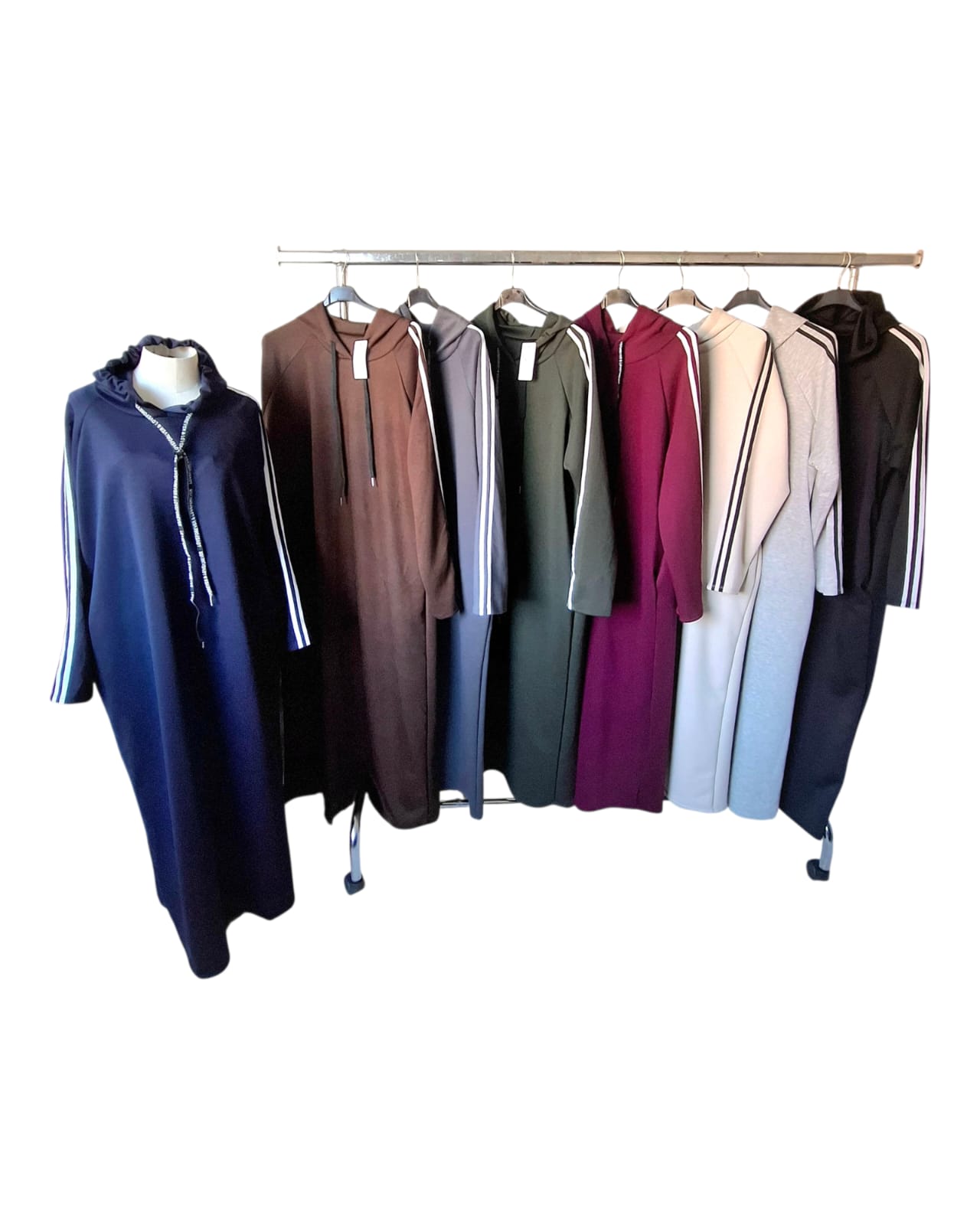 Robe longue sweat à capuche avec bandes – Image 3