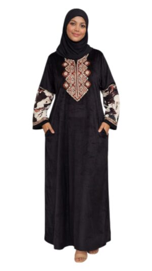 Gandoura orientale longue en velours brodé