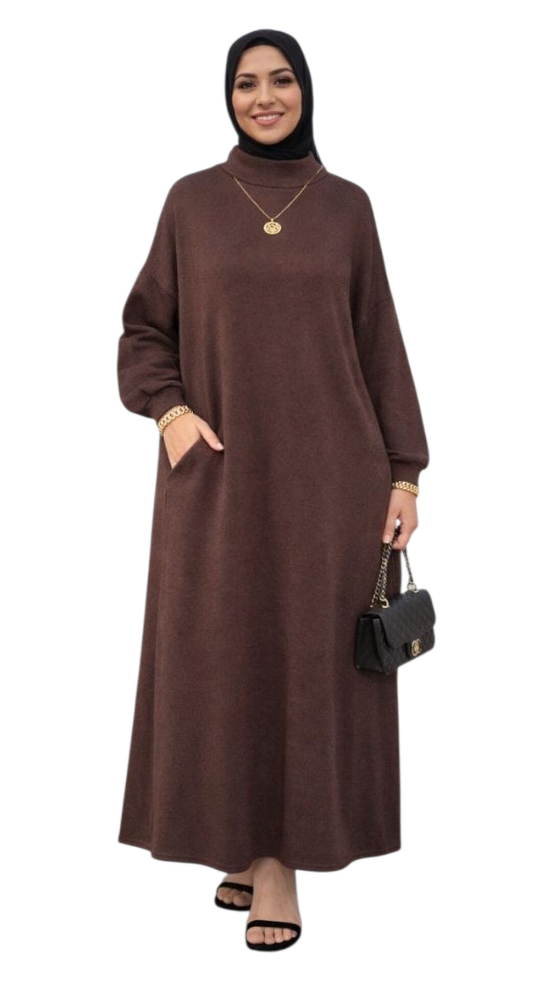 Robe Mastour longue ample à col montant