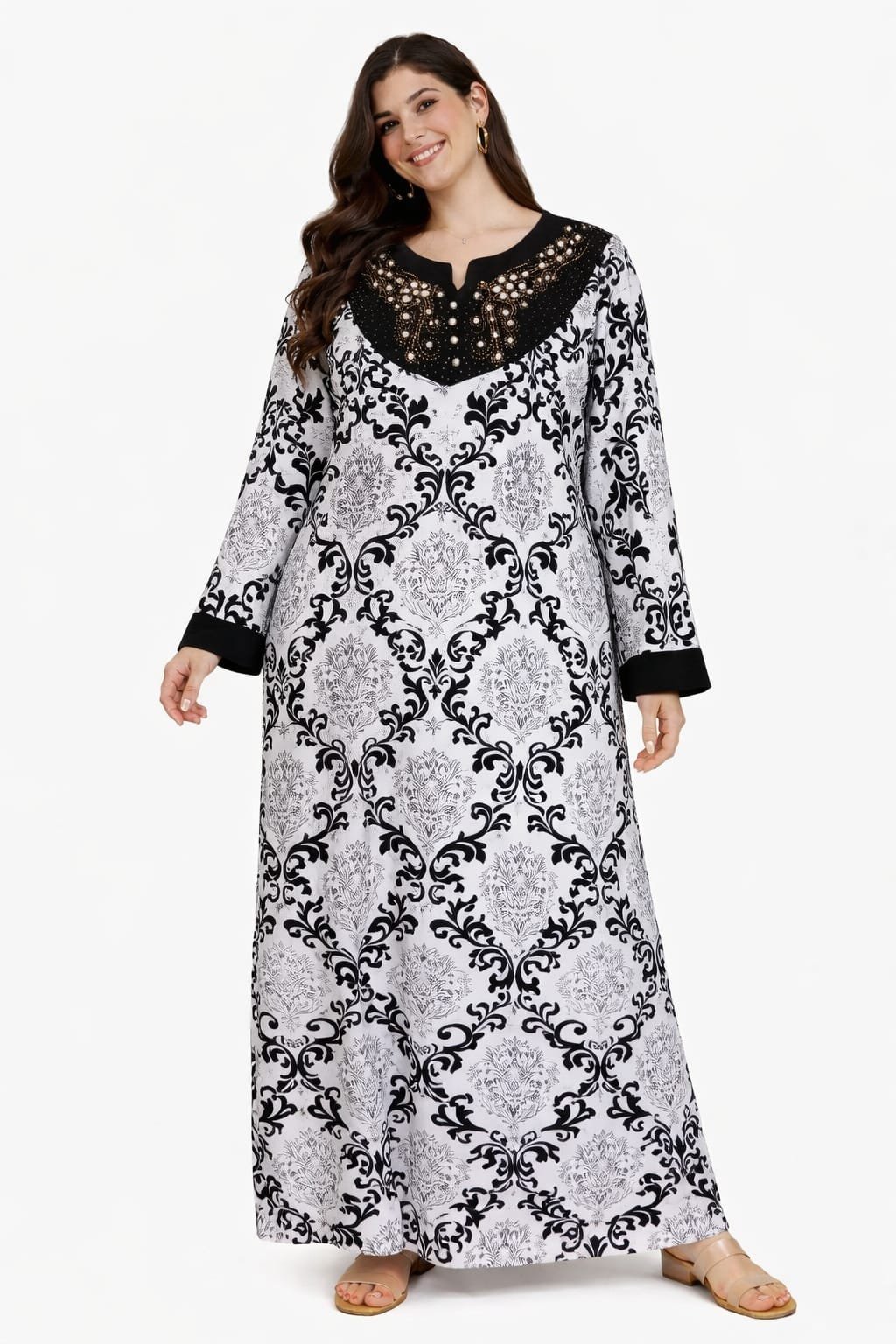 Robe longue imprimée en velours