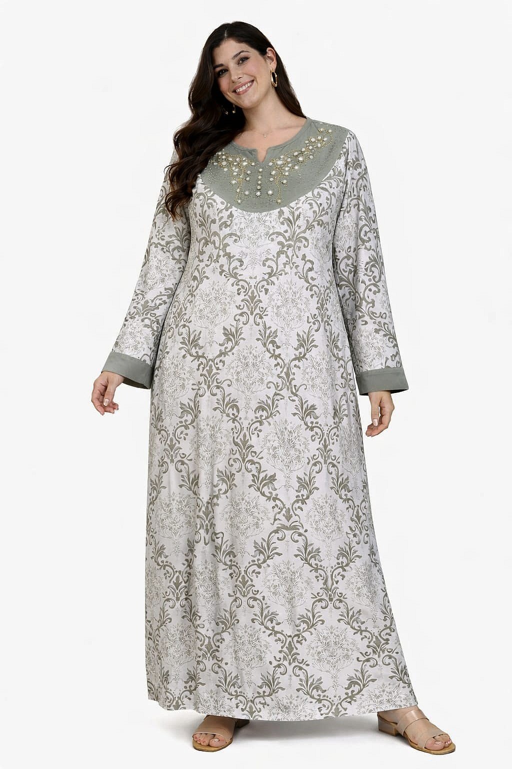 Robe longue imprimée en velours – Image 2