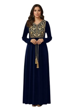 Robe Orientale en Velours – Broderies Dorées