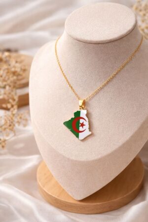 Collier avec pendentif Carte de l’Algérie – Acier inoxydable