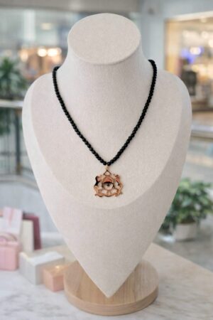 Collier royaume maroc en acier inoxydabl perles noir