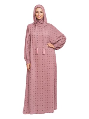 🌙 Abaya à pois avec capuche et hijab assorti  🌙