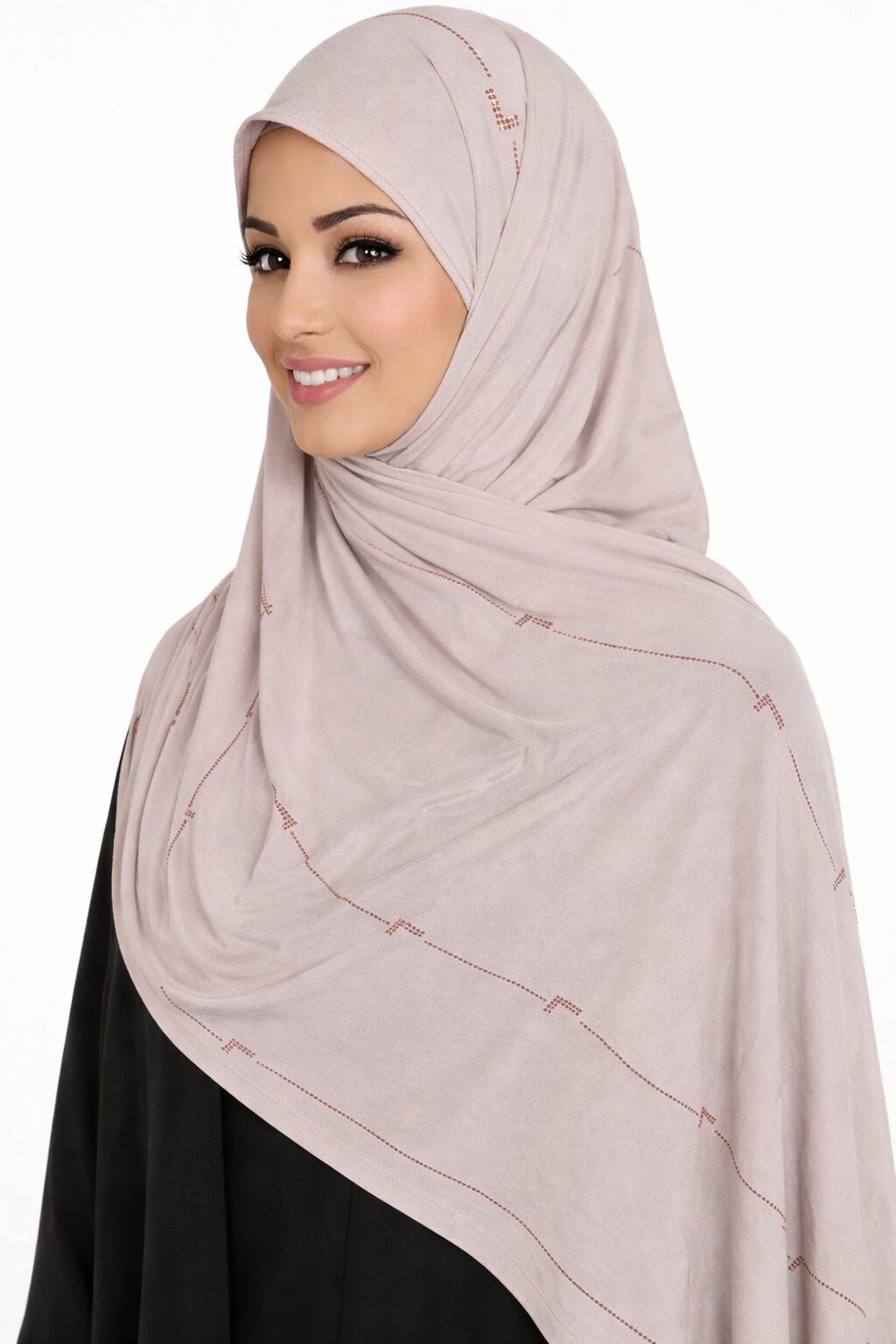 Hijab Jersey Premium à Strass – Motif en L