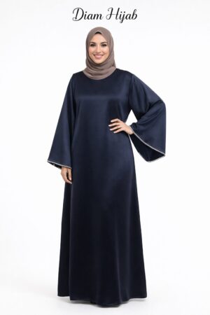 Robe Longue Satinée Manches Évasées – Taille Unique