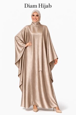 Abaya Papillon Satinée Col Montant – Collection Aïd 2026