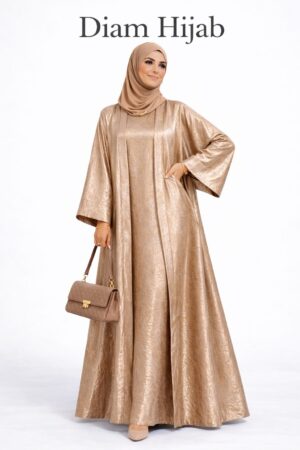 Ensemble Robe avec Kimono Satiné Effet Brocart – Collection Aïd