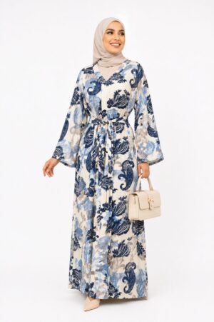 Robe longue imprimée col V – Printemps/Été 2026