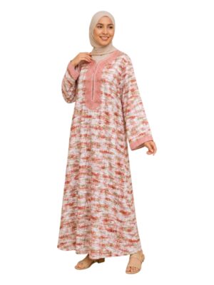 Robe longue imprimée style caftan marocaine