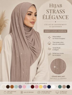 Hijab Jersey Coton Premium à Strass Assortis
