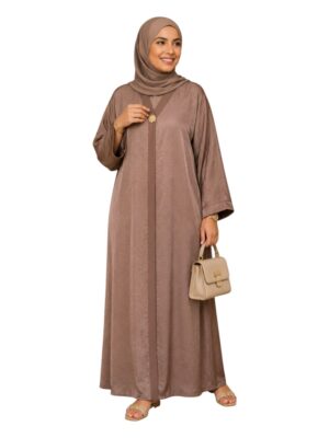 Abaya Satinée Froissée avec Broche